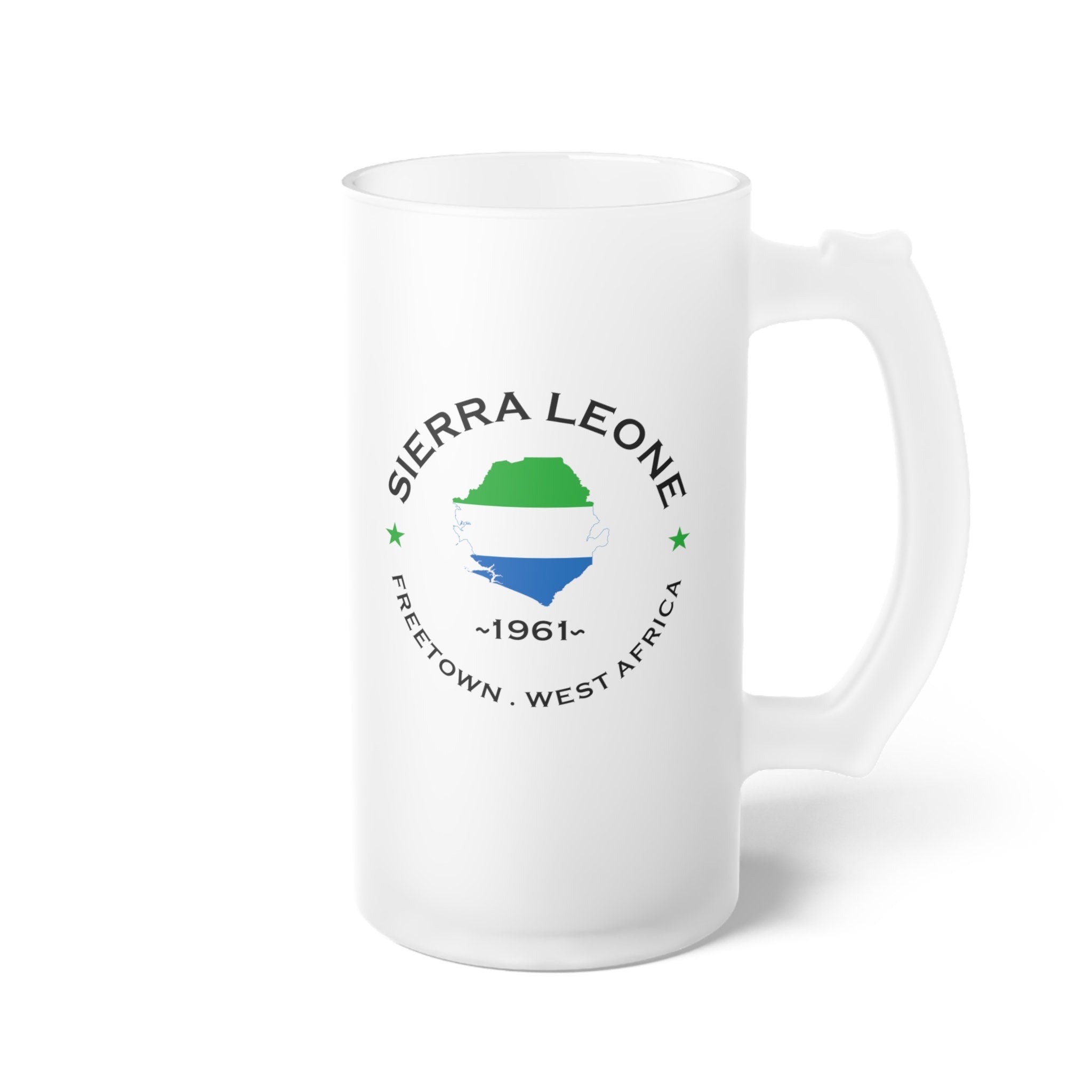 Sierra Leone Frosted Glass Beer Mug